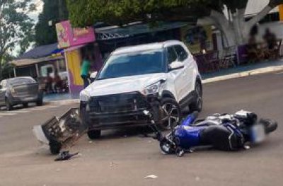 Jovem fica ferido em coliso entre motocicleta e automvel em Ouro Preto do Oeste